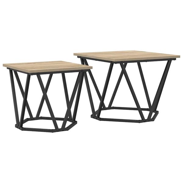 vidaXL Side Table Set 2 pcs Sonoma oak 50 x 50 x 40 cm