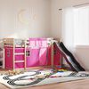 vidaXL Bunk Bed without Mattress with Slide and Curtains Pink 90x190 cm Single