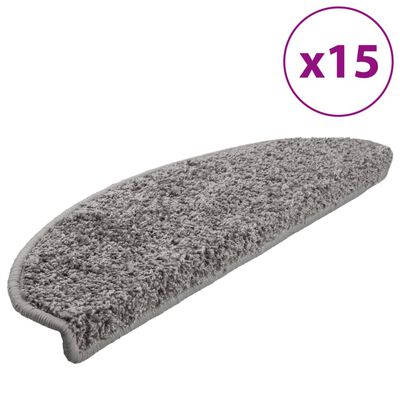 vidaXL Carpet Stair Treads 15 pcs Grey 65x21x4 cm