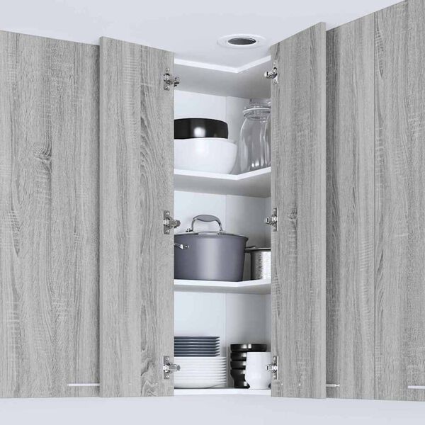 vidaXL Hanging Cabinet Grey Sonoma and White 57 x 57 x 100 cm