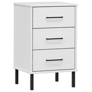 vidaXL Bedside Cabinet with Metal Legs White Solid Wood Pine "OSLO