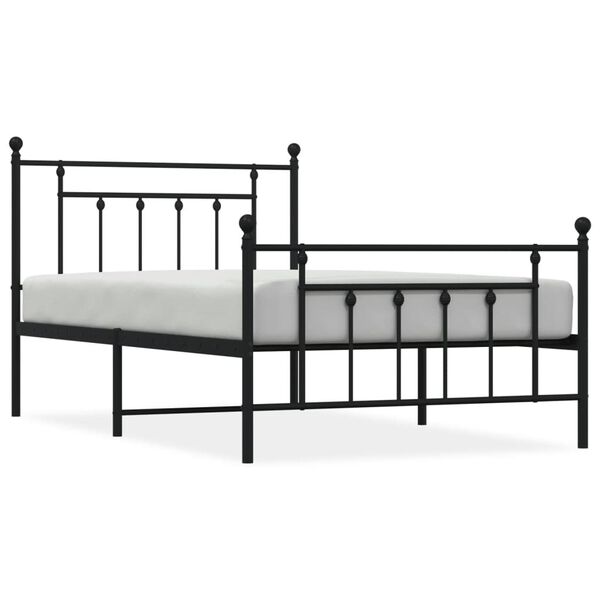 vidaXL Metal Bed Frame without Mattress with Footboard Black 107x203cm