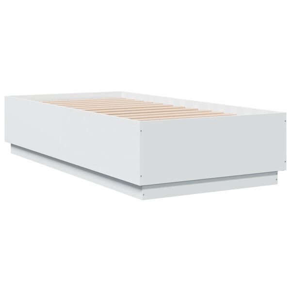 vidaXL Bed Frame with LED without Mattress White 90x190 cm Single