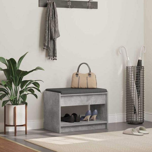 vidaXL Hall Bench with Cushion Concrete Grey 63 x 38 x 45 cm