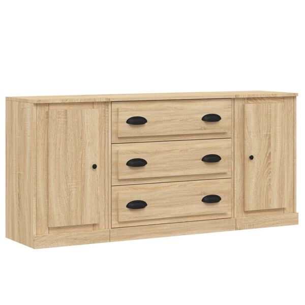 vidaXL Sideboards 3 pcs Sonoma Oak Engineered Wood