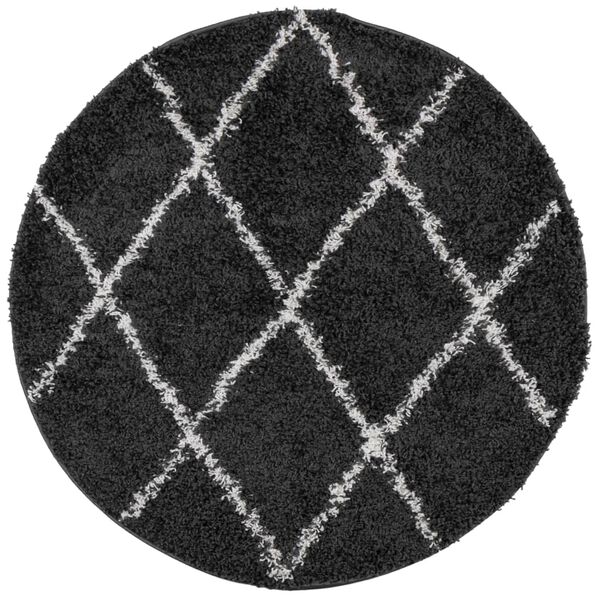 vidaXL Shaggy Rug PAMPLONA High Pile Modern Black and Cream &Oslash; 200 cm