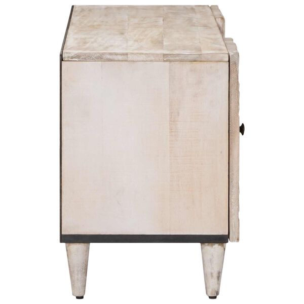 vidaXL TV Cabinet with Door White 105 x 33.5 x 46 cm Solid Mango Wood