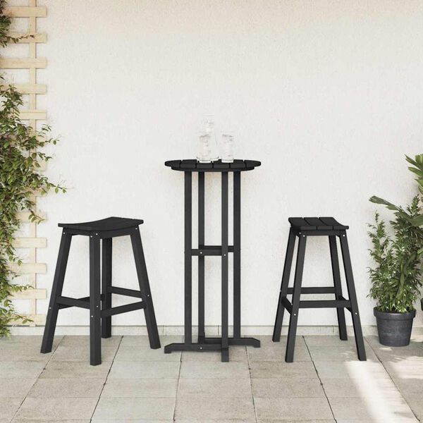 vidaXL Garden Bar Set 3 pcs Black HDPE