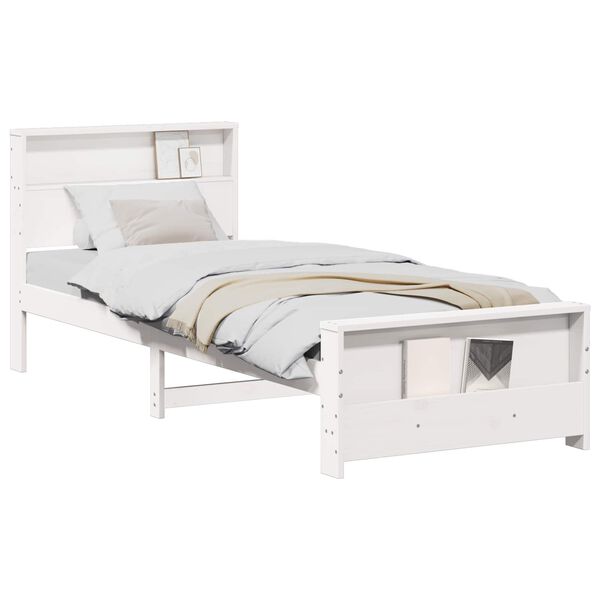 vidaXL Bed Frame with Headboard White 80 x 200 cm Engineered Wood