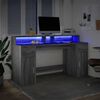 vidaXL Desk with LED Lights Grey Sonoma 160x55x91 cm Engineered Wood