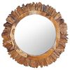 vidaXL Wall Mirror 60 cm Teak Round