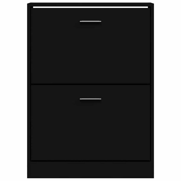 vidaXL Shoe Cabinet Black 59x17x81 cm Engineered Wood