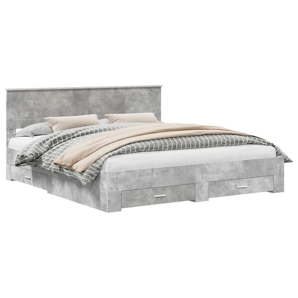 vidaXL Bed Frame Concrete Grey 180 x 200 cm Engineered Wood