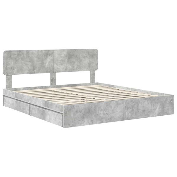 vidaXL Storage Bed Concrete Grey 180 x 200 cm Engineered Wood