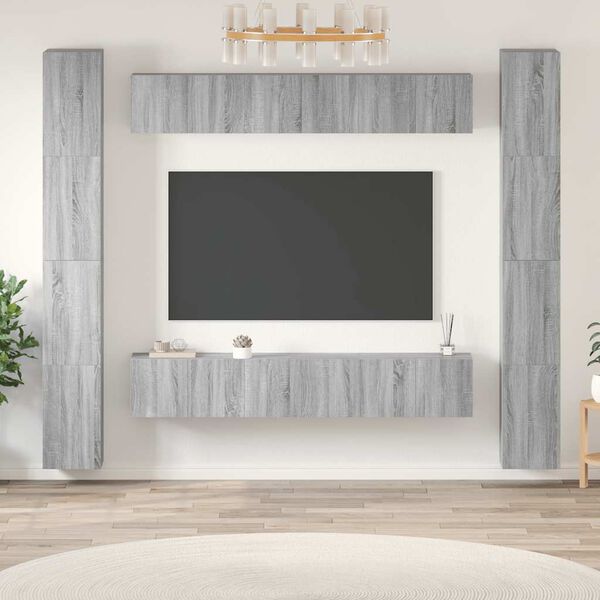 vidaXL 6 Piece TV Cabinet Set Grey Sonoma Engineered Wood