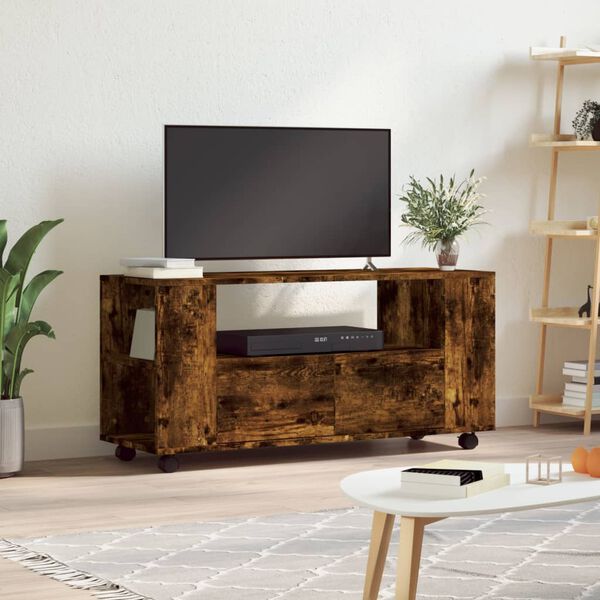 vidaXL TV Cabinet Smoked Oak 102x34.5x43 cm Engineered Wood