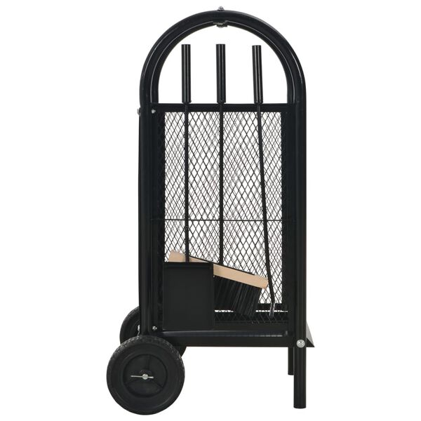 vidaXL Firewood Cart Black 30x35x81 cm Steel