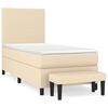 vidaXL Box Spring Bed with Mattress Cream 90x200 cm Fabric