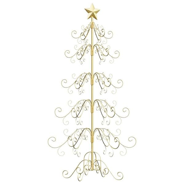 vidaXL Metal Christmas Tree with Stand Gold 150 cm Powder-coated steel