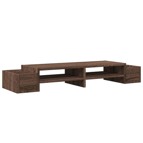 vidaXL Monitor Stand with Storage Brown Oak 100x27x15 cm Engineered Wood