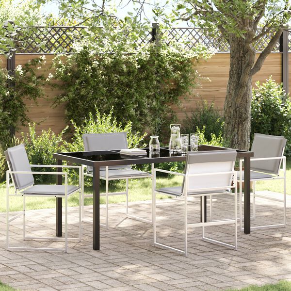 vidaXL Garden Dining Set Folding 5 pcs White Textilene and steel