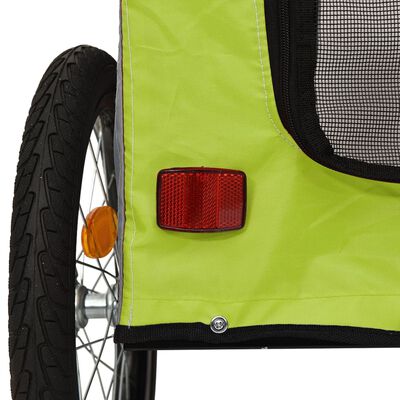 vidaXL Pet Bike Trailer Green and Grey Oxford Fabric&Iron