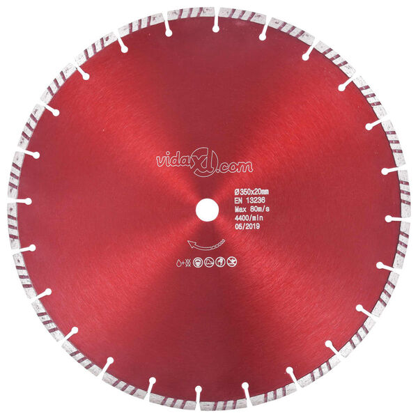 vidaXL Diamond Cutting Disc with Turbo Steel 350 mm