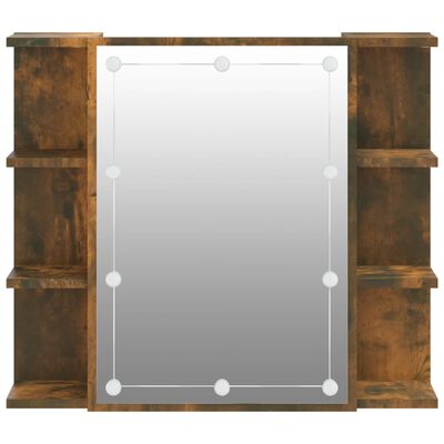 vidaXL Mirror Cabinet with LED Smoked Oak 70x16.5x60 cm