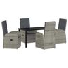 vidaXL Garden Dining Set with Cushion 5 pcs Grey Poly Rattan