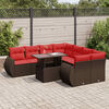 vidaXL 9 Piece Garden Sofa Set with Cushions Brown Poly Rattan Acacia