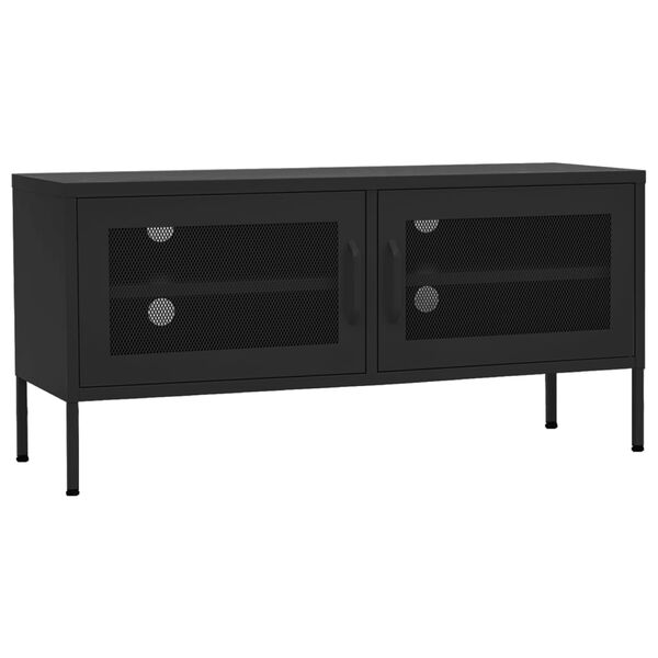 vidaXL TV Cabinet Black 105x35x50 cm Steel
