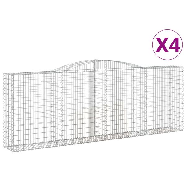vidaXL Arched Gabion Baskets 4 pcs 400x50x140/160 cm Galvanised Iron