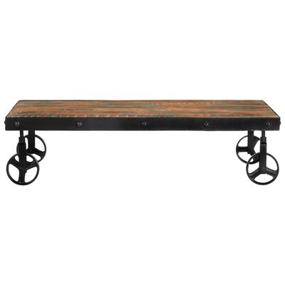 vidaXL Coffee Table with Wheels 100x60x26 cm Solid Wood Reclaimed