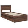 vidaXL Bed Frame with Headboard Brown Oak 90 x 190 cm Solid Pine Wood