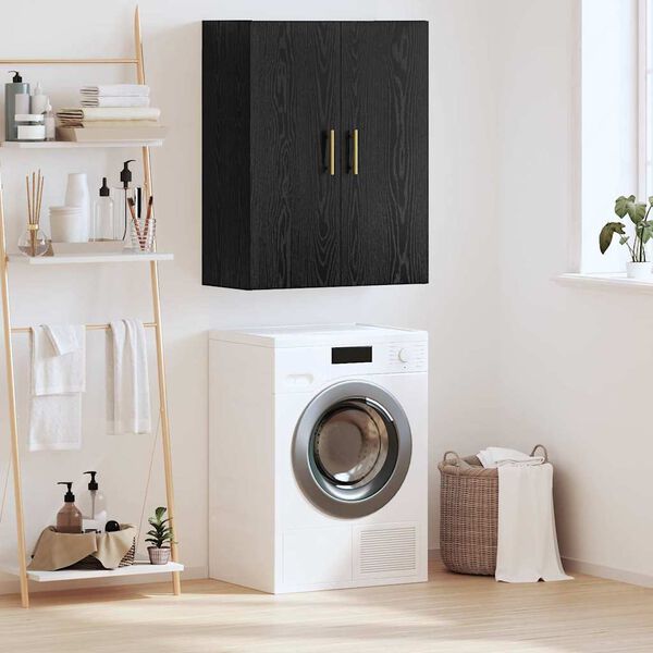 vidaXL Wall Cabinet Black Oak 69.5 x 34 x 90 cm Engineered Wood