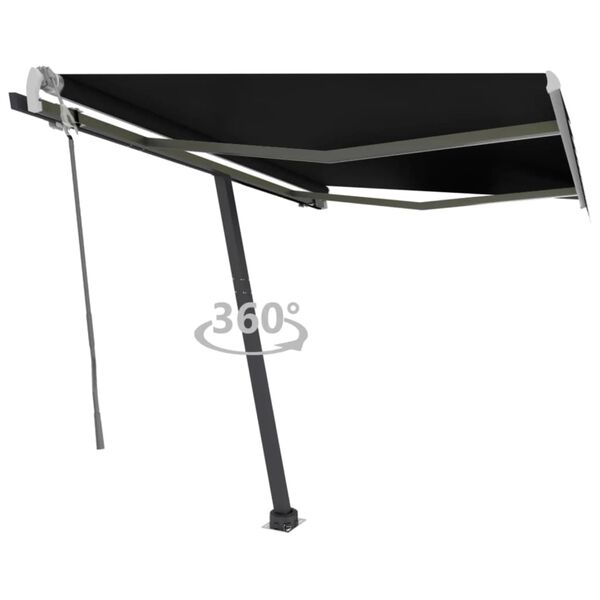 vidaXL Freestanding Manual Retractable Awning 300x250 cm Anthracite