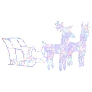 vidaXL Reindeers & Sleigh Christmas Decoration 160 LEDs 130 cm Acrylic