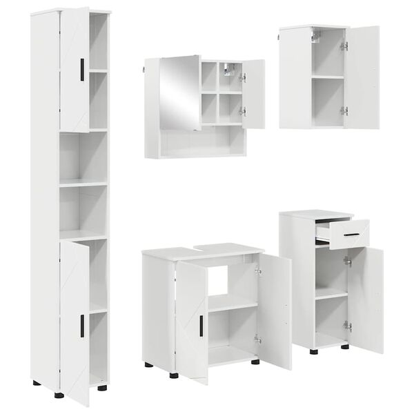 vidaXL Bathroom Furniture Set with Drawer 5 pcs High Gloss White