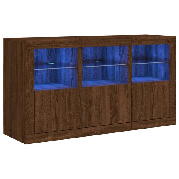 vidaXL Sideboard with LED Lights Brown Oak 123x37x67 cm