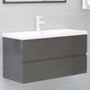 vidaXL 2 Piece Bathroom Furniture Set High Gloss Grey Engineered Wood