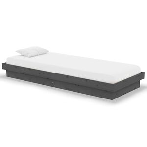 vidaXL Bed Frame without Mattress Grey Solid Wood Small Single