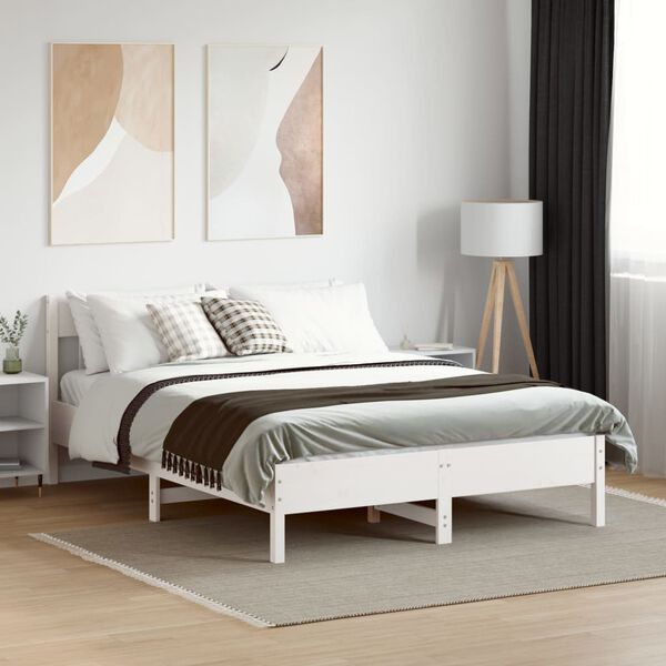 vidaXL Bed Frame without Mattress White 140x190 cm Solid Wood Pine