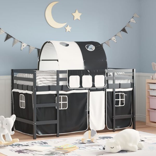 vidaXL Kids' Loft Bed with Tunnel without Mattress White&Black 80x200cm