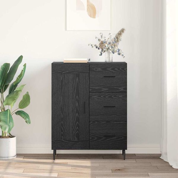 vidaXL Sideboard Black Oak 69.5 x 34 x 90 cm Engineered Wood and Iron