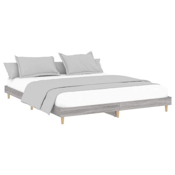 vidaXL Bed Frame without Mattress Grey Sonoma 200x200 cm Engineered Wood