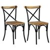 vidaXL Cross Chair | Set of 2 | Black, Natural Wood | Solid Mango Wood, Steel