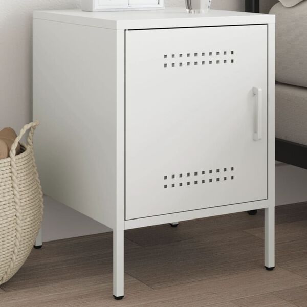 vidaXL Bedside Cabinet White 36x39x50.5 cm Steel