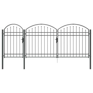 vidaXL Garden Fence Gate with Arched Top Grey 400 x 100 cm Steel