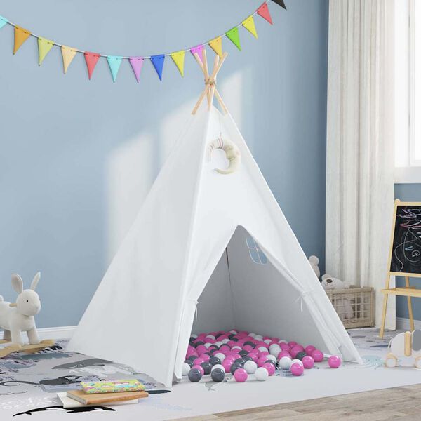 vidaXL Teepee Tent White 120 x 120 x 150 cm Fabric and Plastic