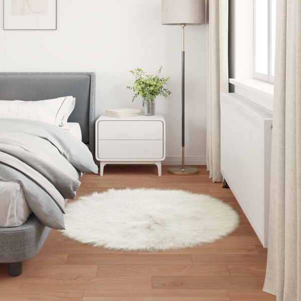 vidaXL Faux Sheepskin Rug Tafalla White &Oslash; 120 cm Polyester